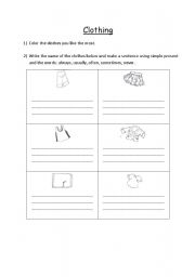 English Worksheet: starters and movers - clothing
