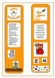 English Worksheet: Halloween Bookmarks