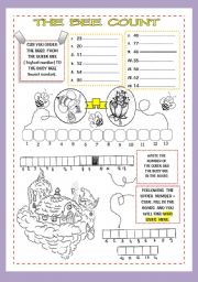 English Worksheet: The bee count (part.2) - numbers 0-80-