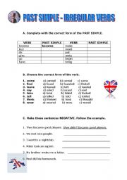 English Worksheet: IRREGULAR VERBS IN THE SIMPLE PAST