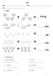 English Worksheet: Numbers 1 to 20