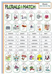 English Worksheet: PLURALS  MATCH