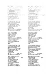 English worksheet: Things Ill Never Say by Avril Lavigne (Present Continuous)