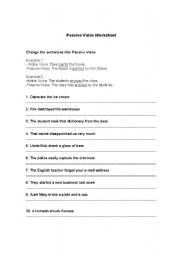 English Worksheet: Passive Voice Worksheet