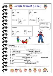 English Worksheet: Simple Present  ( I do )