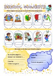 English Worksheet: School Subjects