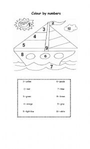 English Worksheet: Colour by numbers! 