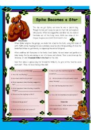 English Worksheet: Spike Becomes a Star - Reading Comprehension