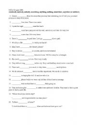 English Worksheet: Indefinite pronouns