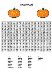 English Worksheet: Halloween-Wordsearch