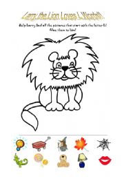English Worksheet: Larry the Lion Loves L Words