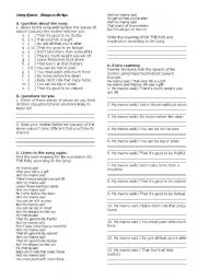 English Worksheet: reported speech - song (Always on the run)