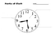 English worksheet: Parts of a clock