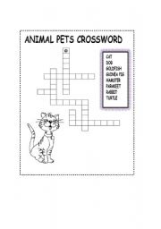 English worksheet: pets crossword