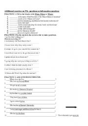 English Worksheet: Wh- questions Exercises