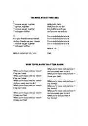 English worksheet: songs