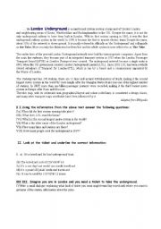 English worksheet: London Underground