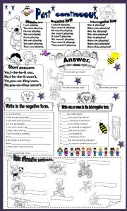 English Worksheet: past continuous