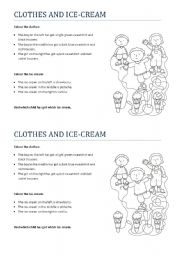 English Worksheet: Clothes and ice-cream