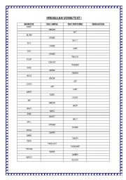 English Worksheet: Irregular verbs test I