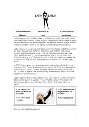 English Worksheet: Lady Gaga reading & worksheet