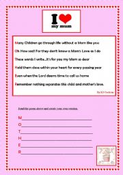 English Worksheet: Poem - Mothers day