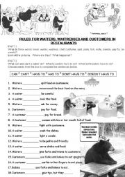 English Worksheet: Restaurant Rules