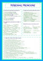 English Worksheet: PERSONAL PRONOUNS