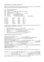 English Worksheet: PRESENT SIMPLE AND PRESENT CONTINUOUS