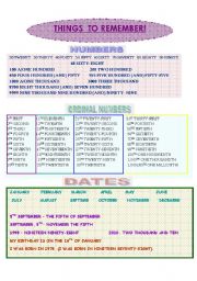 English Worksheet: Numbers&dates