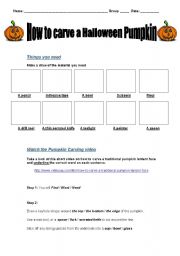 English Worksheet: How to carve a Halloween Pumpkin