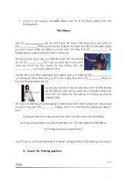 English worksheet: song The Silence by Alexandra Burke