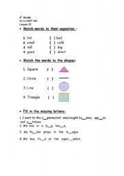 English worksheet: 6th grade