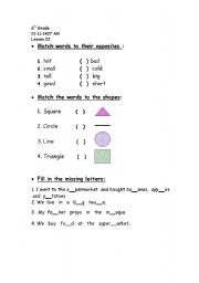 English Worksheet: 6th grade