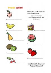 English Worksheet: fruit salad