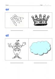 English Worksheet: cr and cl