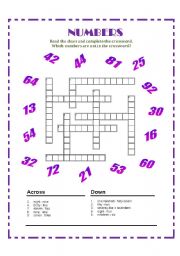 Numbers Crossword