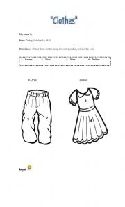 English worksheet: Clothes 