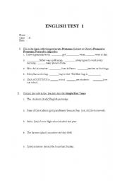 English worksheet: Simple past tense