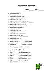 English Worksheet: Possessive Pronoun