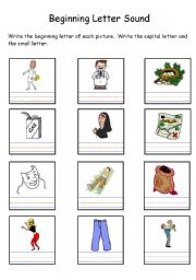 English worksheet: beginning letter D M and N
