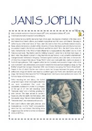 English Worksheet: JANIS JOPLIN - reading comprehension, past tense questions