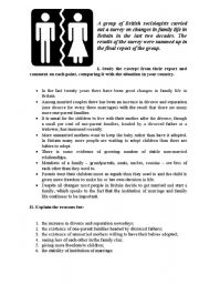 English Worksheet: The report of British sociologists (family problems).