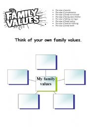 English Worksheet: Family values.