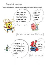 English Worksheet: Sponge Bob adventures