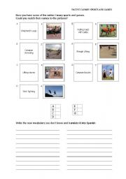 English Worksheet: Native Canary Sports and Games