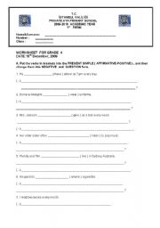 English worksheet: Its a revision worksheet . present simple, verb to be and vocabulary