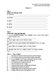 English Worksheet: Exercises to The Canterville Ghost Chapter 6