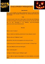 English Worksheet: Halloween web quest