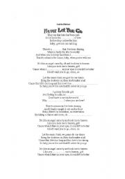 English worksheet: Never Let you Go by Justin Bieber